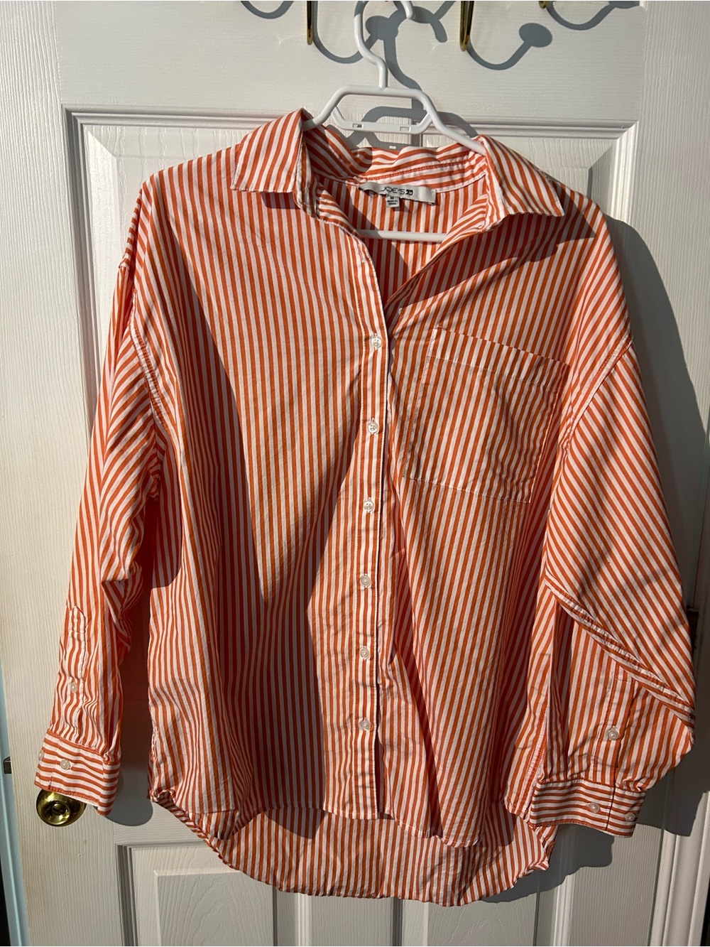 Joe's Jeans Orange and White Striped Button-Down Shirt